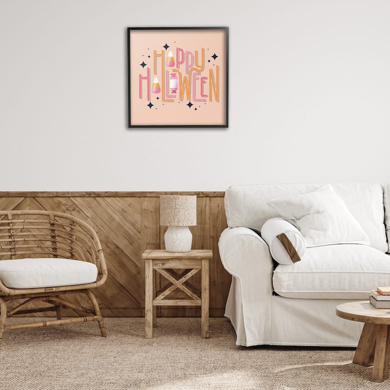 Stupell Happy Halloween with Candy Framed Giclee Art Design By Sarah Hickman