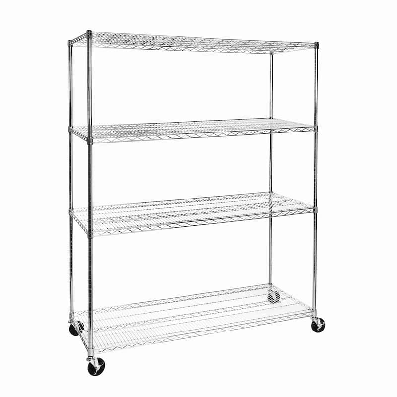 Seville Classics UltraDurable® 4-Tier NSF Steel Wire Shelving, 60" W x 24" D x 76" H - Silver