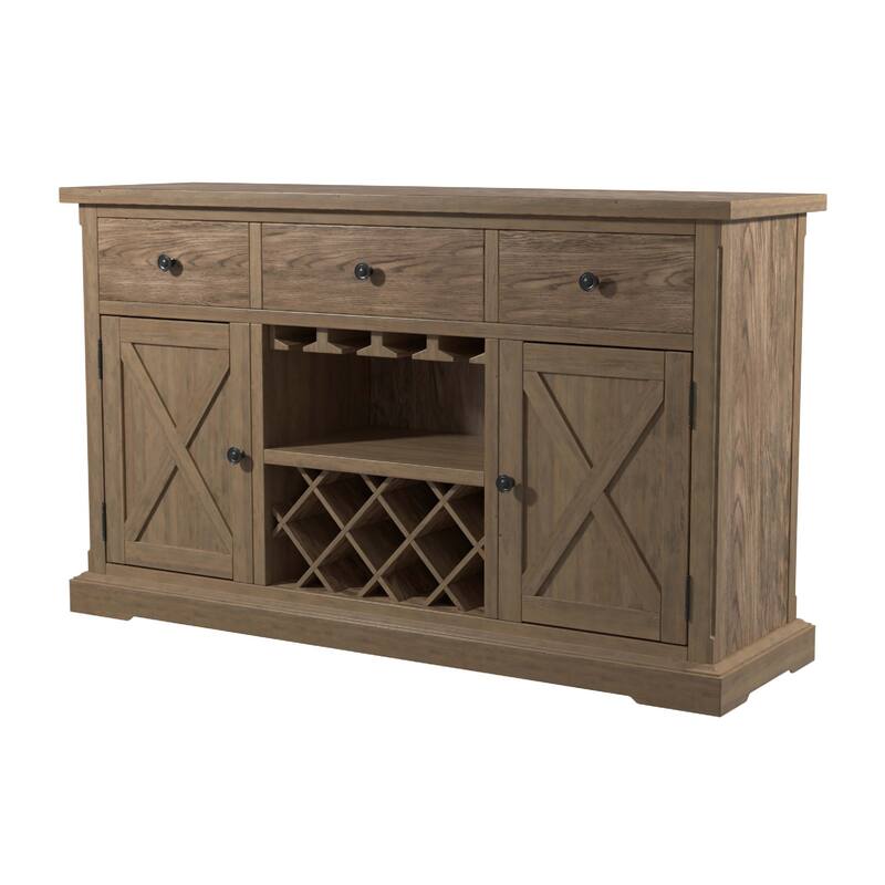 Furniture of America Dice Rustic Oak Solid Wood 3-drawer Dining Server