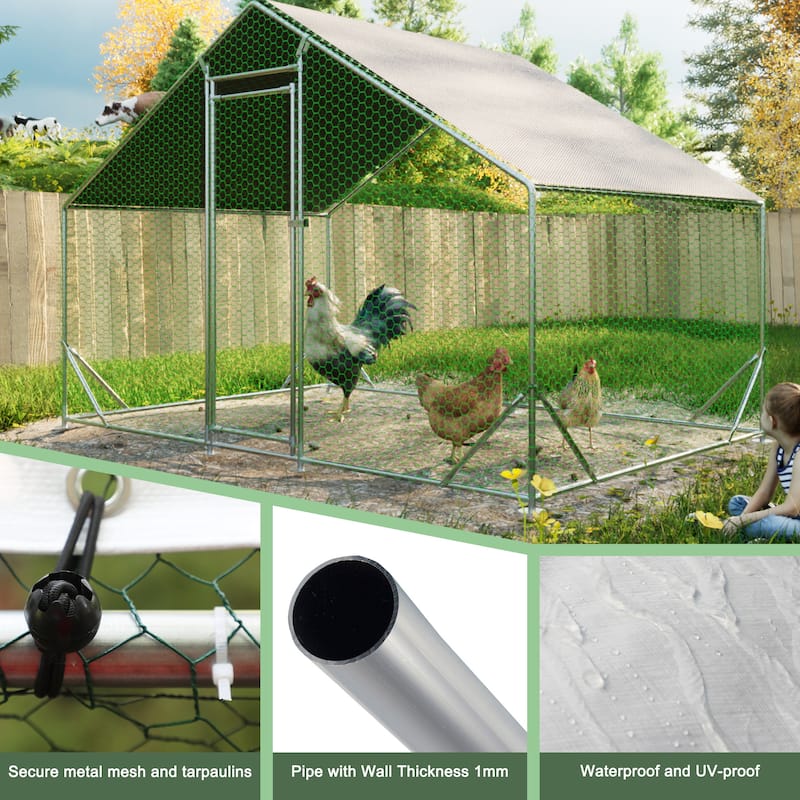 GDFStudio - Anderson Galvanized Walk in Chicken Coop Heavy Duty Wire