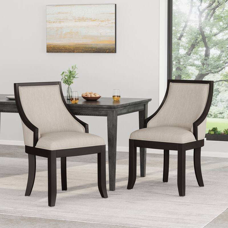 2PCS Fabric Dining Chair With Wood Frame