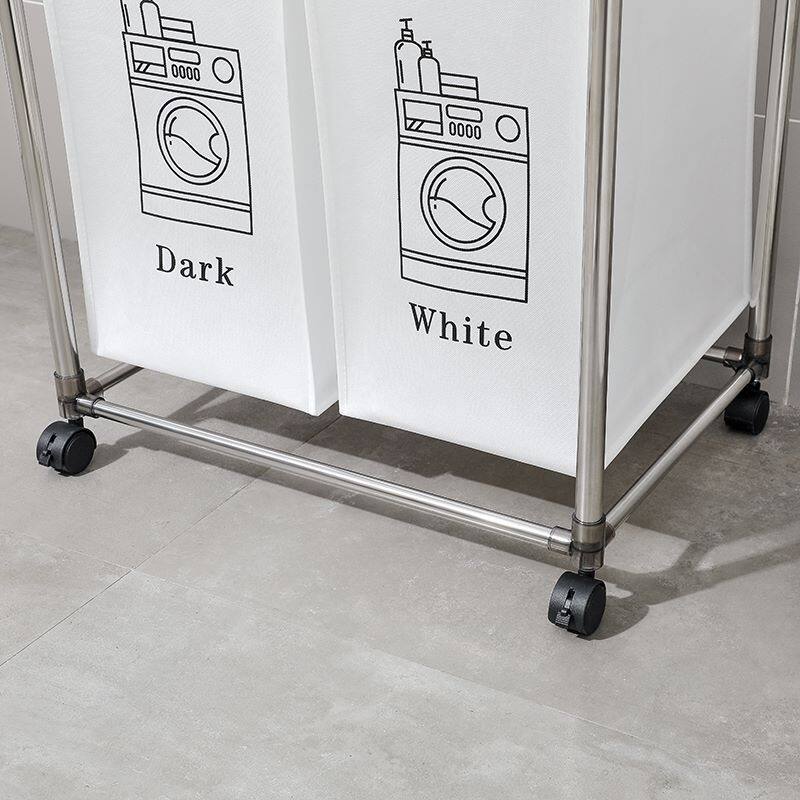 Laundry Basket 2 Tier Clothes Sorter with 4 Removable Bags to Organize Clothes, With Four Wheels