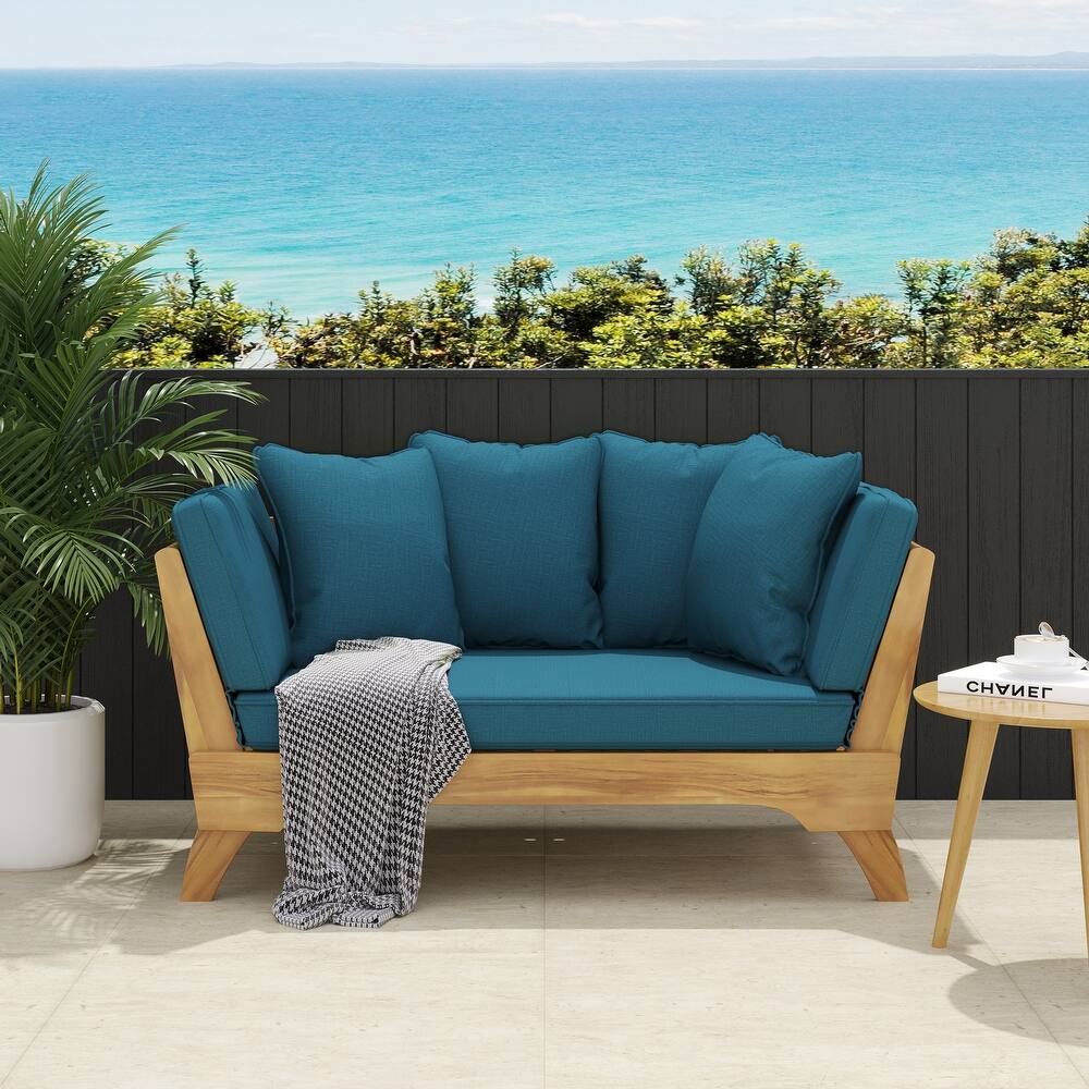 Expandable Patio Sofa Daybed with Adjustable Armrest
