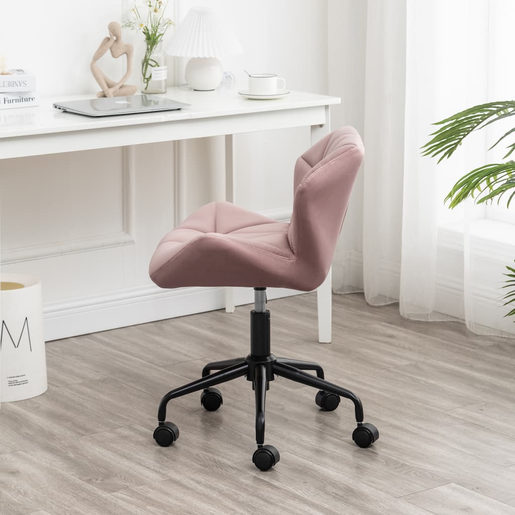 Luxury Velvet Upholstered Decorative Chairs Executive Chairs, Mauve Adjustable Height Swivel Chairs Computer Task Chair