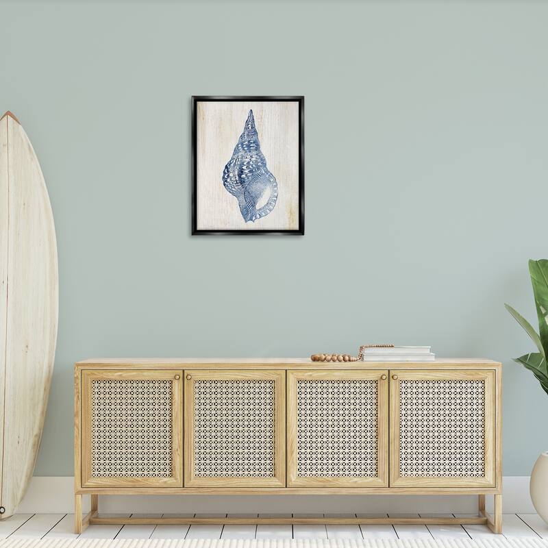 Stupell Tranquil Blue Shell Framed Floater Canvas Wall Art Design By Susan Arnot