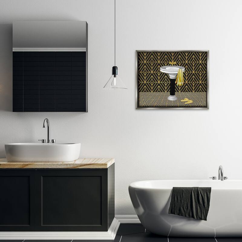 Stupell Deco Style Glam Bathroom Framed Floater Canvas Wall Art Design By Conrad Knutsen