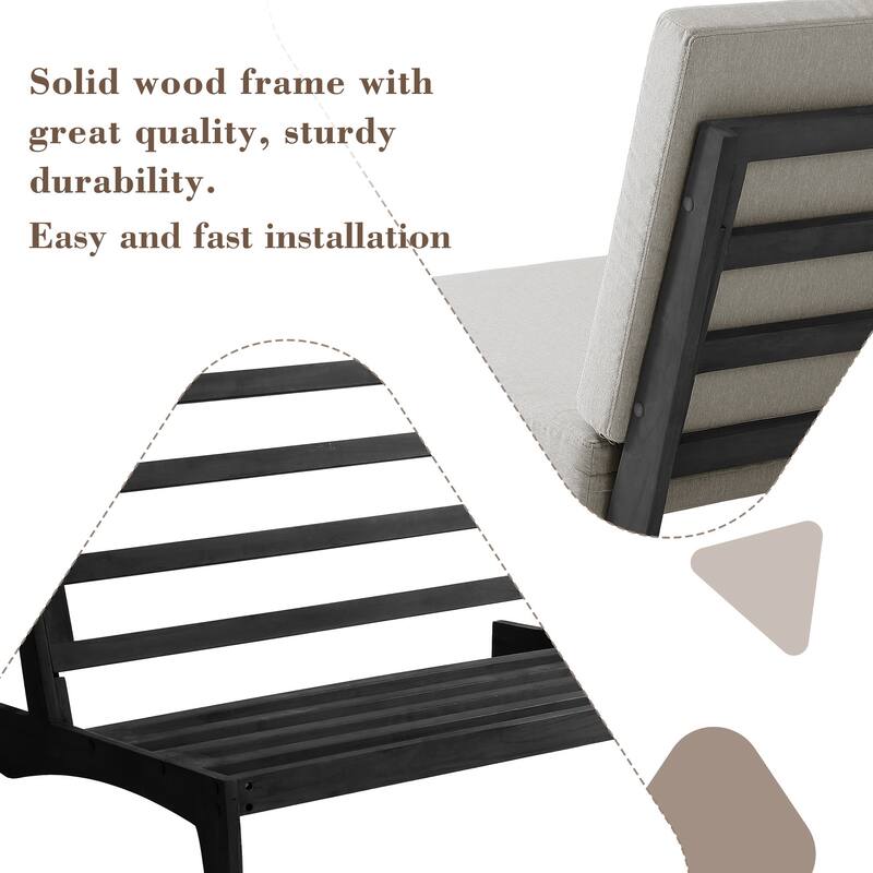 4 Set Outdoor Patio Teak Wood Club Chairs Loveseat with Cushion