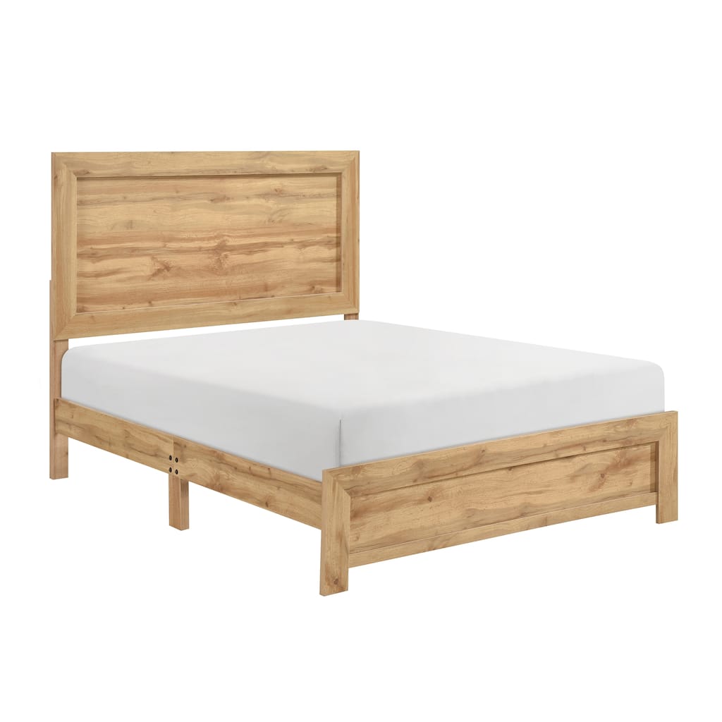 Queen Bed Frame with Headboard, Footboard, and Rails, Natural Finish, Easy Assembly, Ships in One Box