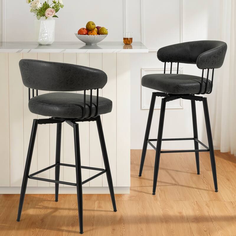 Glitzhome 26 or 31 Inches Modern Upholstered Swivel Counter Height Bar Stools