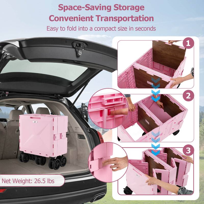 Costway Large Foldable Utility Cart with 2-Tier Storage Crates 5 - See Details