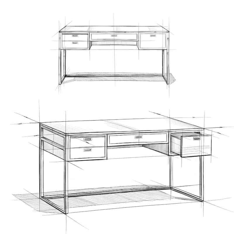 WYNDENHALL Brandt SOLID ACACIA WOOD Modern Industrial 60 inch Wide Desk in Rustic Natural Aged Brown