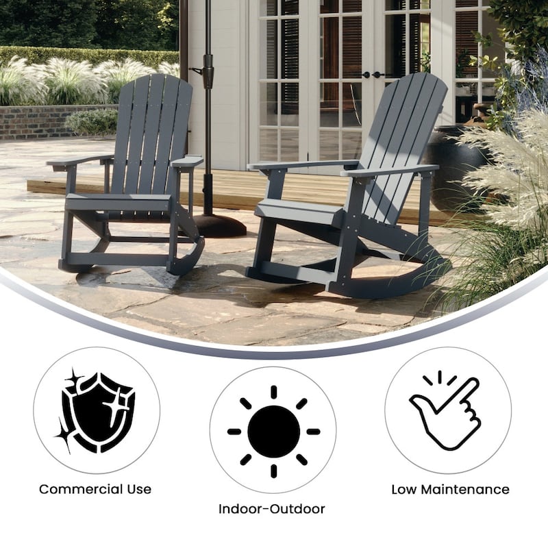 Adirondack Poly Resin Rocking Chairs for Indoor/Outdoor Use - 2 Pack
