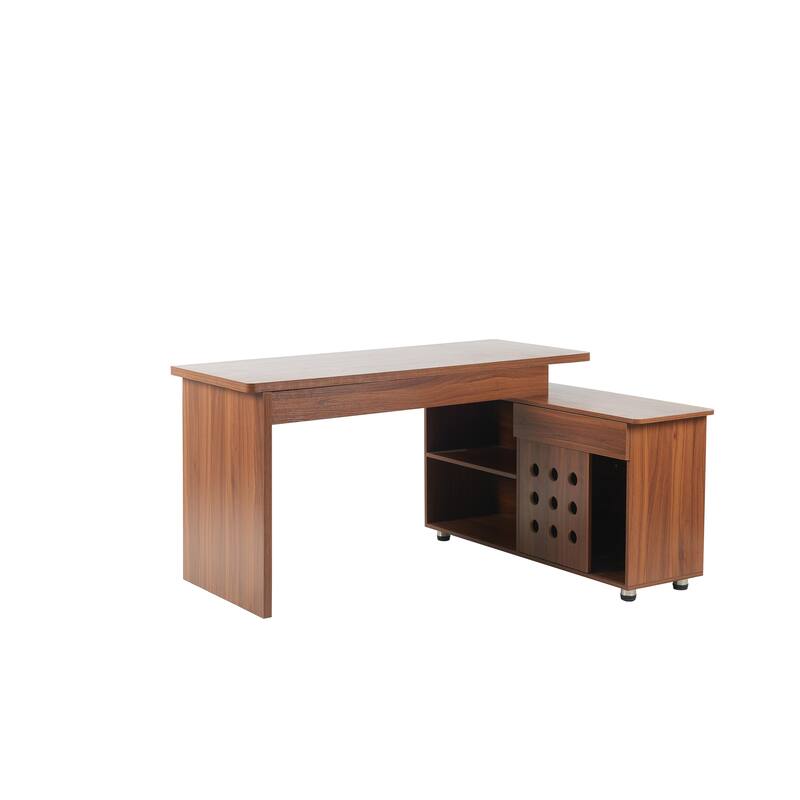 55.1''L, Home Office L-Shaped Versatile Desk Height Adjustable Extendable Desk with Storage Drawers and Cabinet