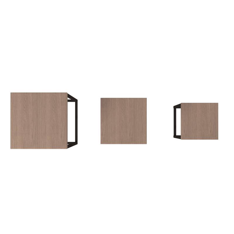 Allan Andrews Neutral Wood & Metal Pedestal Accent Tables - Set of 3