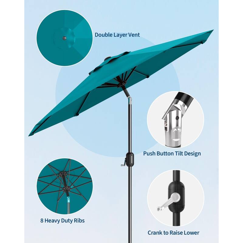 Coromose 9FT Outdoor Patio Umbrella, 8 Sturdy Ribs, for Garden, Poolside, Deck