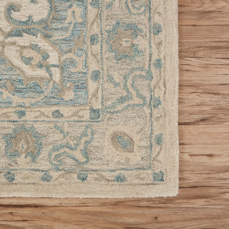 Sevita Loomline Turquoise Medallion Hand-Tufted Wool Indoor Area Rug