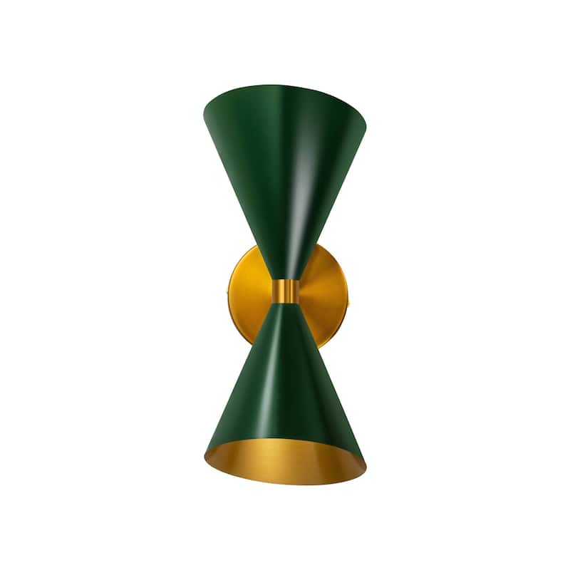 2-Light Modern Adjustable Head Cone Vanity Light Up&Down Dual Horn Hourglass Wall Sconce
