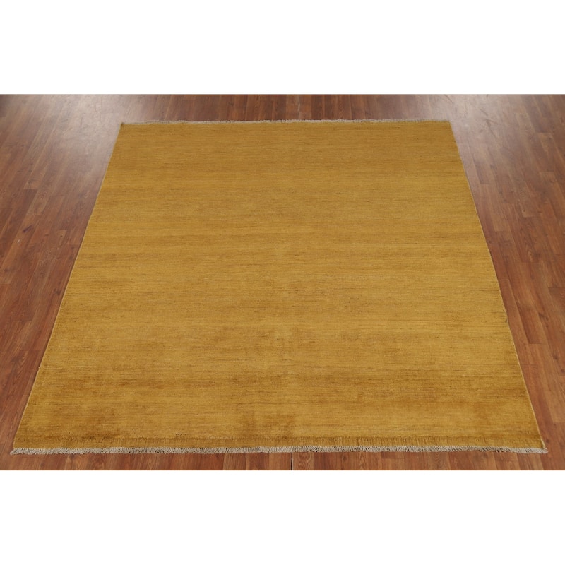 Yellow Gabbeh Oriental Square Area Rug Handmade Wool Carpet - 6'7" x 6'8"