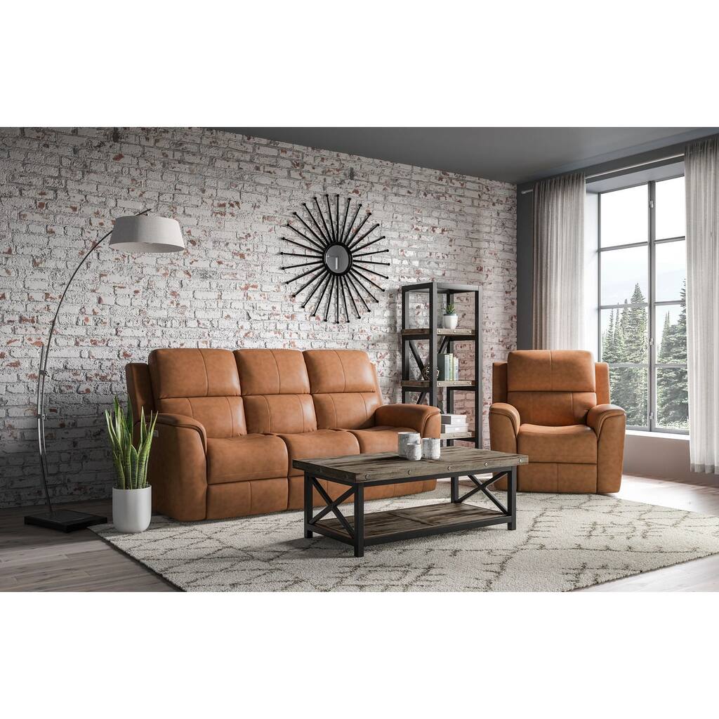 Power Reclining Sofa with Power Headrests & Lumbar by Flexsteel (Sofa Only) - Caramel