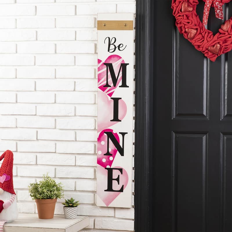Glitzhome Wooden Happy Valentine's Day Porch Sign Decor