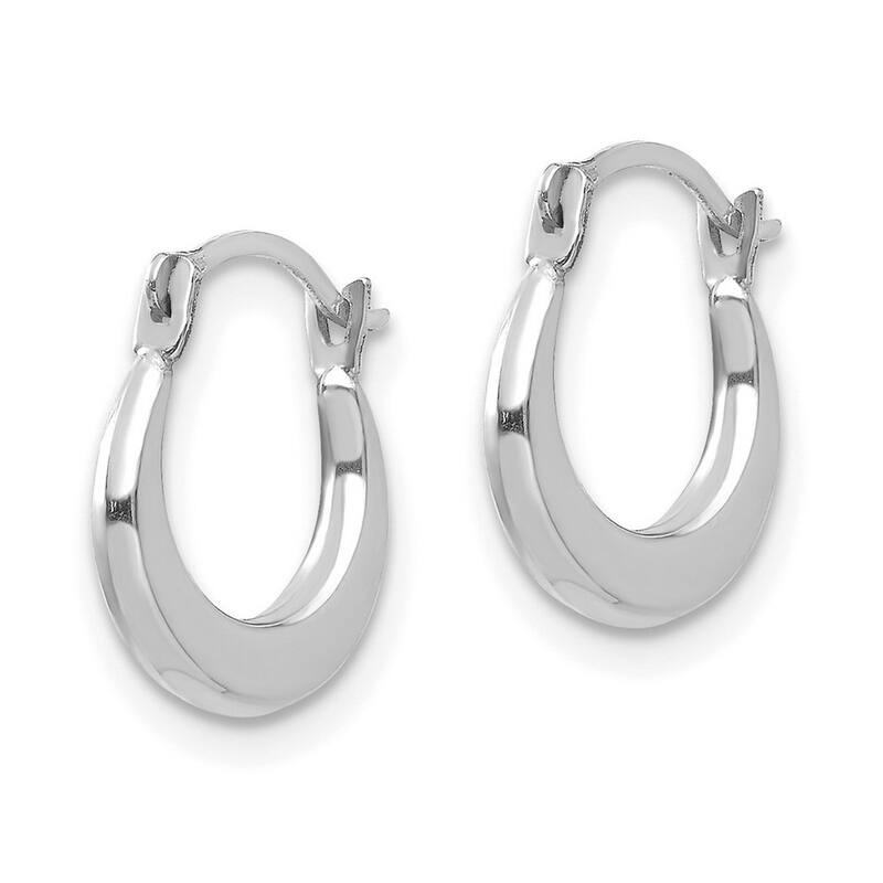 14k White Small Crescent Hoop Earring