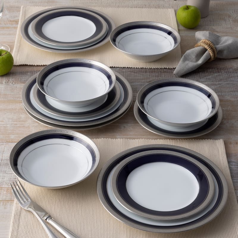 Noritake Crestwood Cobalt Platinum Set Of 4 Dinner Plates, 10-1/2"