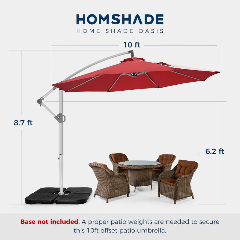 10 ft. Metal Offset Hanging Cantilever Patio Umbrella with Easy Tilt and Crank for Pool Deck