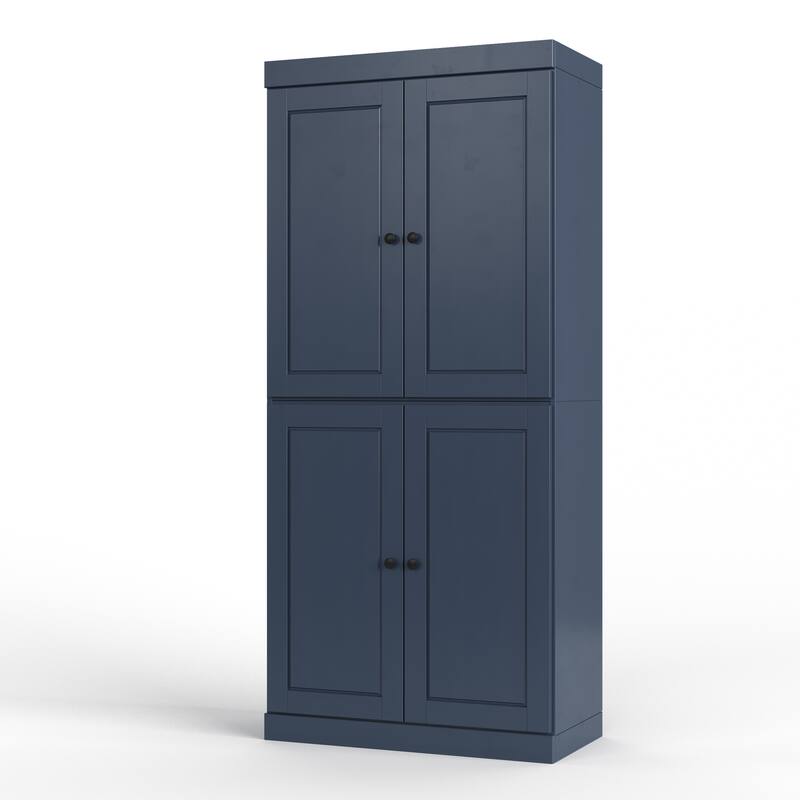 100% Solid Wood 32" Bathroom Cabinet with Optional Doors by Palace Imports - Antique Blue - 4 Doors Solid