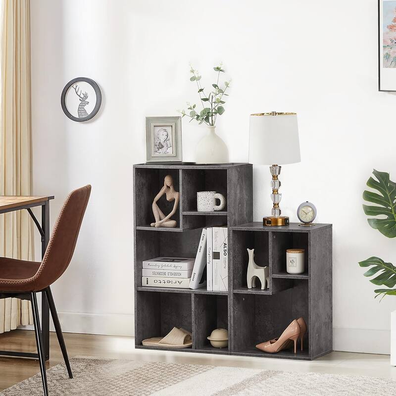 VECELO Wide Wood Organizer Bookcase Sets