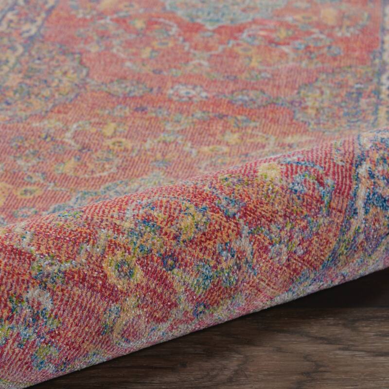 Power Loomed Distressed Floral Traditional Non Skid Area Rug - 48' X '24' X '0.5