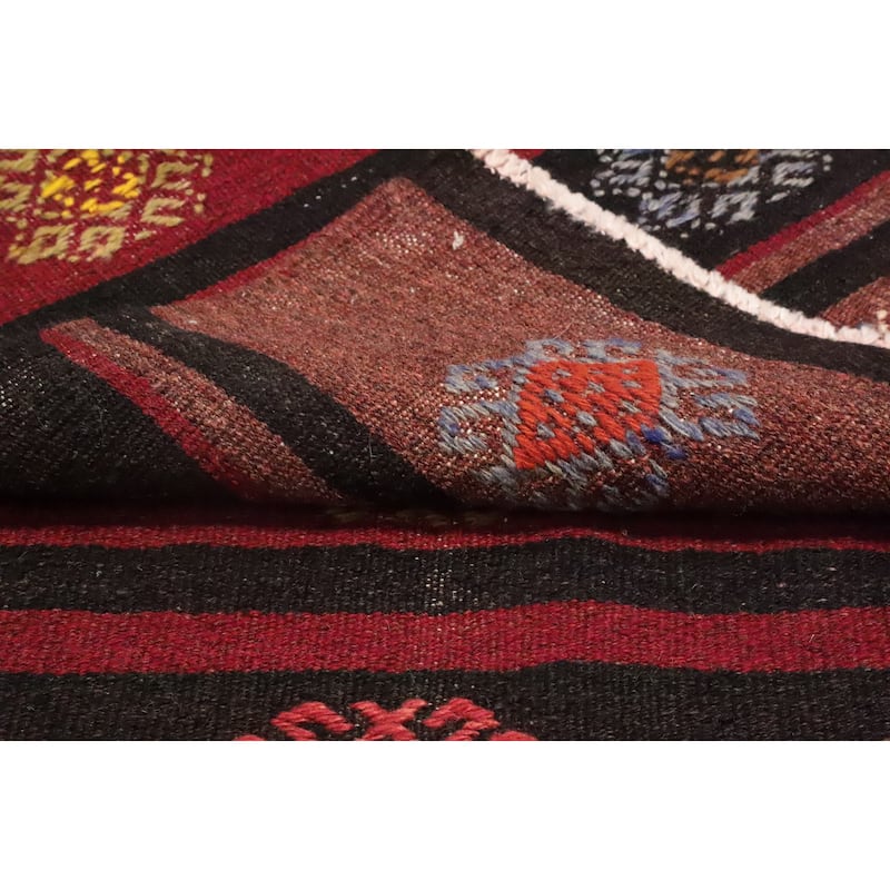 Hand Woven Oriental 100% Wool Carpet Southwestern Tribal Red Kilim Area Rug - 7' 10'' X 6' 7''