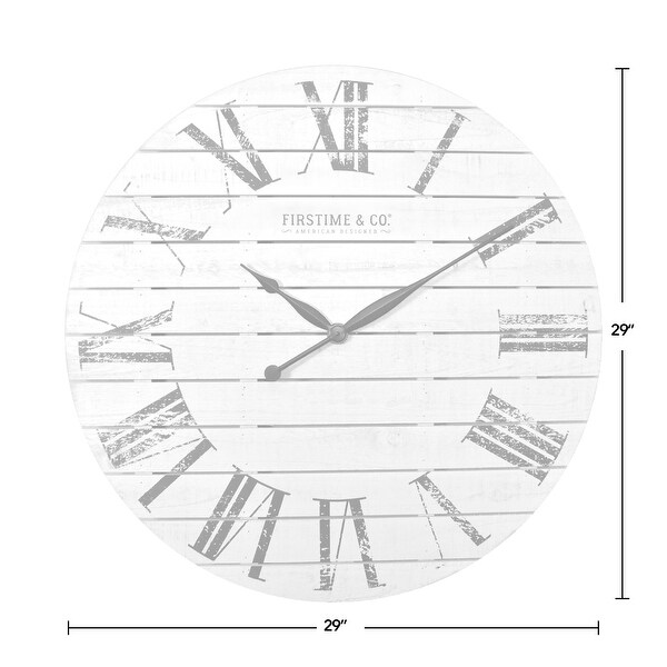FirsTime & Co. Farmhouse Shiplap Wall Clock, American Crafted, White, Wood, 29 x 2 x 29 in