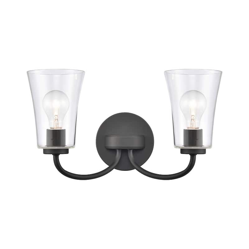 Elk Home Emily Black With Clear Glass Bell Shade 2 Light Vanity Light