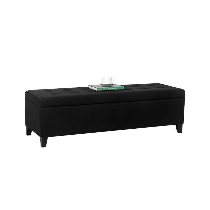 Adeco 50" Bonded Leather Storage Ottoman Bench