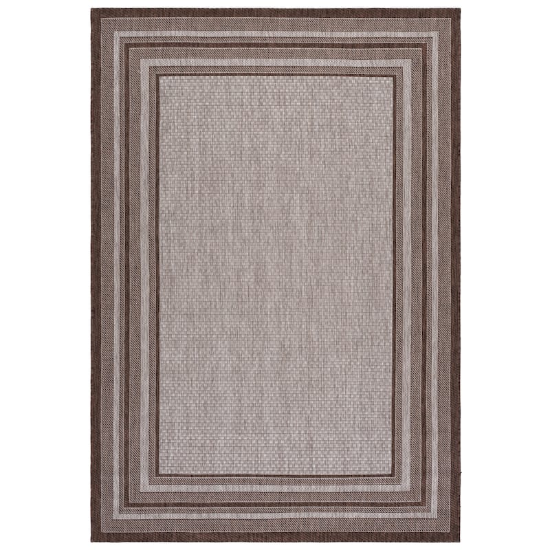 SAFAVIEH Courtyard Vickie Indoor/Outdoor Waterproof Patio Backyard Rug - 4' x 5'7" - Grey/Brown
