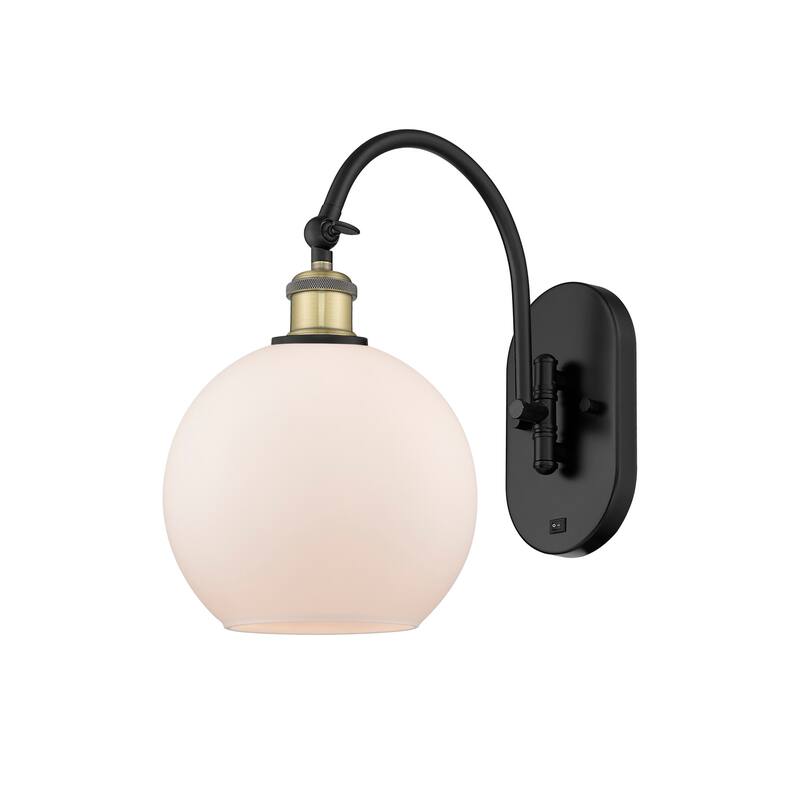 Innovations Lighting 518-1W-14-8 Athens Sconce Athens 14" Tall Wall - Black Antique Brass / Matte White