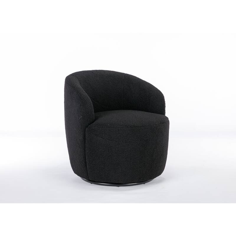 25.60" Swivel Barrel Chair, Modern Small Single Sofa Chair Comfy Round Upholstered Armchair for Living Room Bedroom