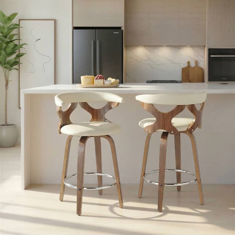 Carson Carrington Viby Fixed-Height Counter Stool with Bent Wood Legs & Round Footrest (Set of 2)