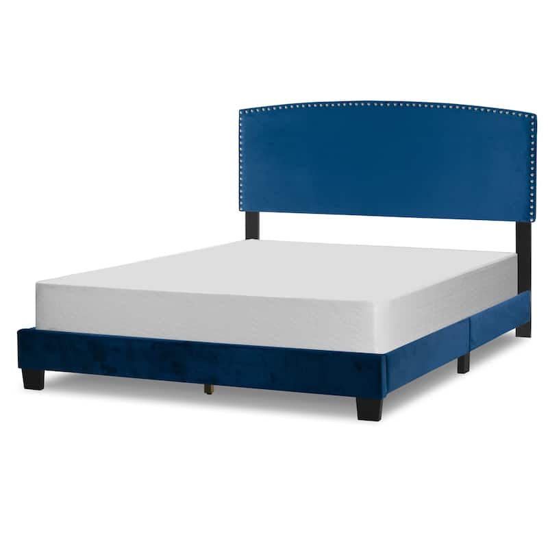 Ausca Fabric Queen Bed with Nail Head Trim