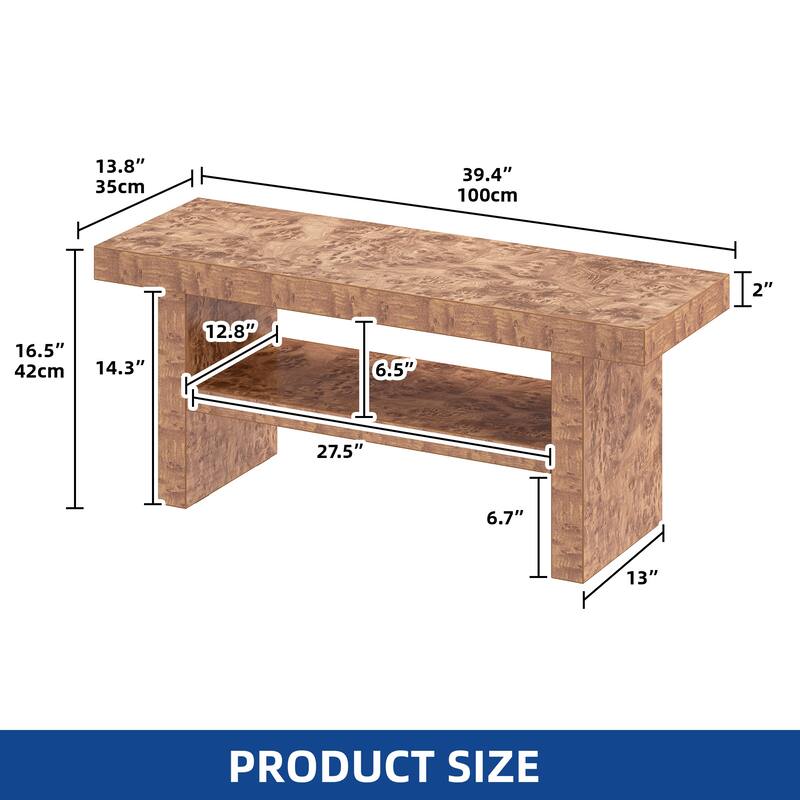 Moasis Entryway Bench with Warm LED Light, Wooden Storage Bench for Hallway