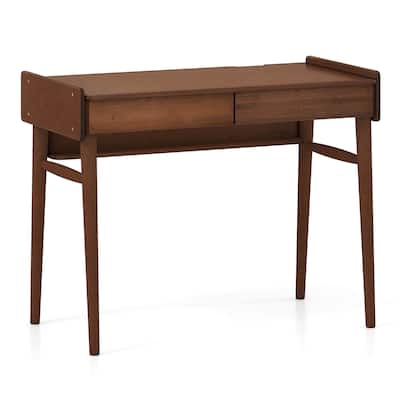 Costway Bamboo Writing Desk 39.5" Computer Study Desk with 2 Storage