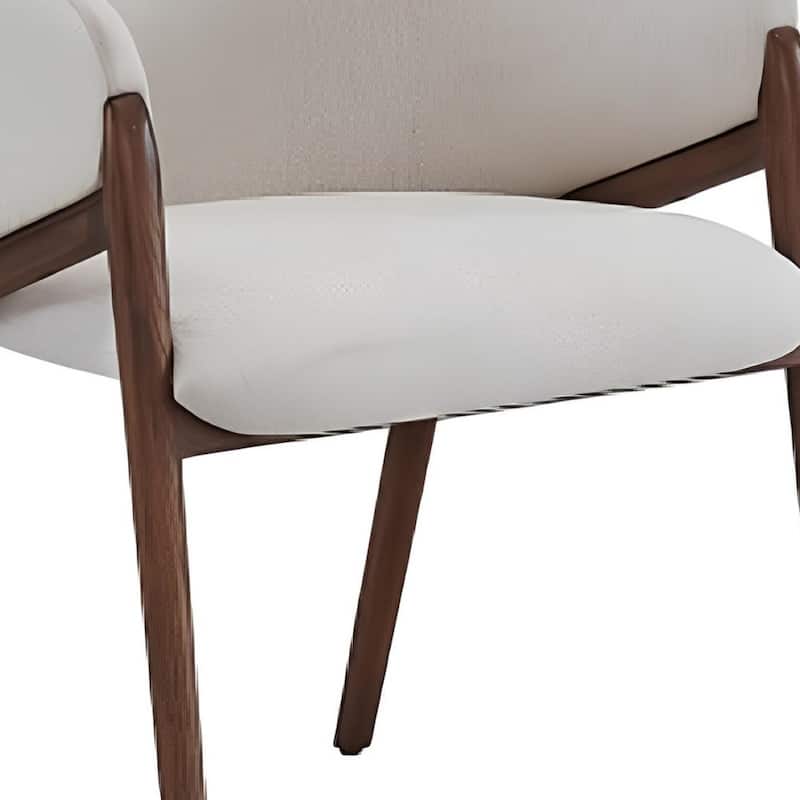 Cream Fabric Wing Back Solid Wood Armchair with Brown Legs for Dining Room - 22" x 22" x 31” (D x W x H)