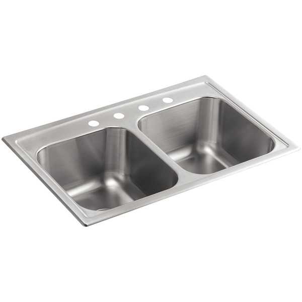 Kohler K-3847-4 Toccata 33" Double Basin Top-Mount 18-Gauge Stainless Steel Kitchen Sink with SilentShield - Stainless Steel