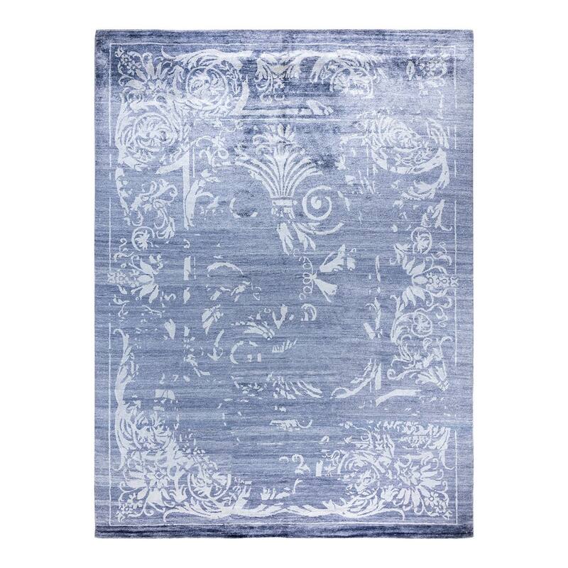 Modern One-of-a-Kind Hand-Knotted Area Rug, Blue - 9' 2" x 12' 3"