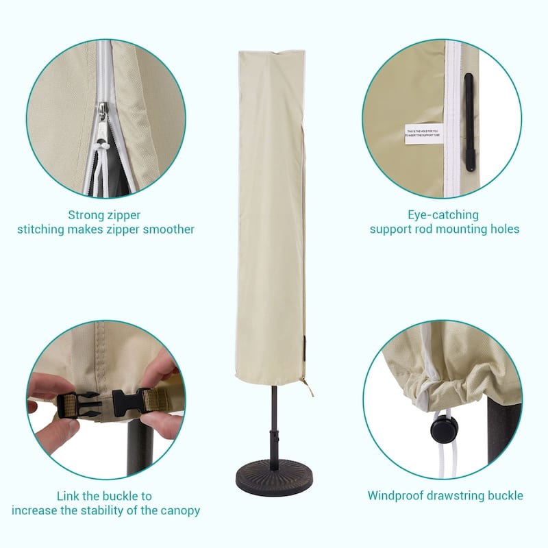 Bonosuki Patio Umbrella Cover - 600D Waterproof Market Umbrella Cover