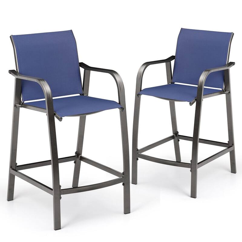 VredHom Outdoor Aluminum Bar Stool Set Patio Bar Chairs (Set of 2) - 21.7" W x 25.6" D x 43.7" H