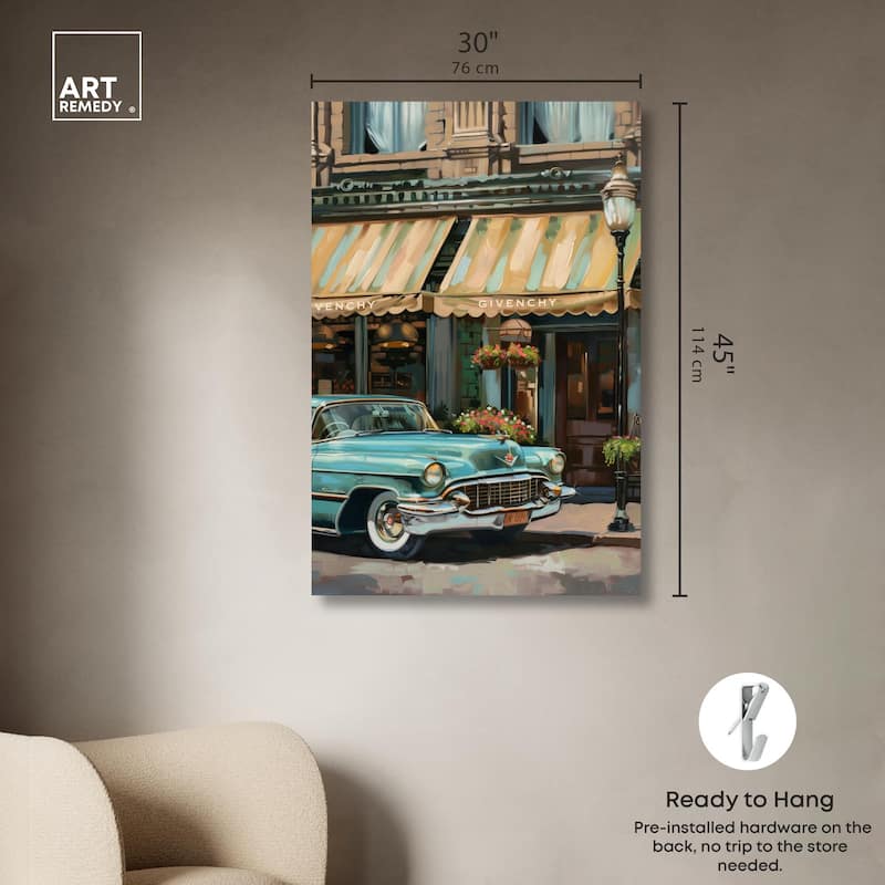 Classic Car Store Visit II Canvas by Art Remedy, Gallery Wrapped