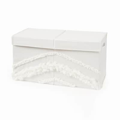 Ivory Boho Bohemian Collection Girl or Boy Kids Fabric Toy Bin Storage - Gender Neutral Off White Farmhouse Chic Fringe