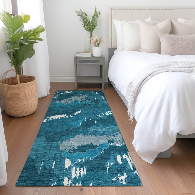 Machine Washable Indoor/ Outdoor Chantille Ombre Abstract Rug