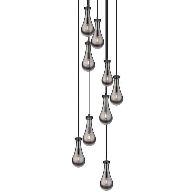 Innovations Lighting 119-451-1P-12-20 Owego Pendant Owego 9 Light 20" - Matte Black / Light Smoke